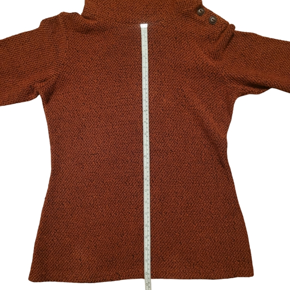 Merrell Orange Asymmetrical Button-up Turtleneck Longsleeve Sweater, Size S - Picture 10 of 10